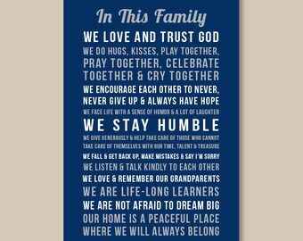 Personalized Family Rules Wall Art, Religious Wall Art, Family Mission Statement, Christian Family Rules Print