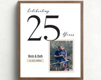 Personalized 25th Wedding Anniversary Gift, Wedding Anniversary Photo Gift, 25 Year Anniversary Gift, Gift for Wife or Husband UNFRAMED
