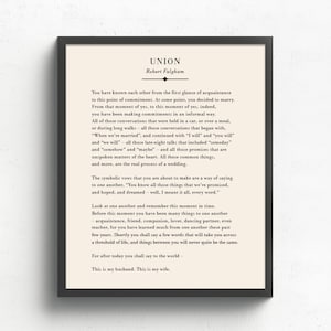 Union Marriage Print, Robert Fulghum, Marriage Quotes, Marriage Gifts, Wedding Poem, Gift for Wife or Husband, Wedding Gift for Couple