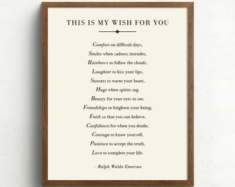 My Wish For You Print, Ralph Waldo Emerson Quote Print, Inspiration Quotes Wall Art, Inspirational Quote, Christmas Gift, Birthday Gift