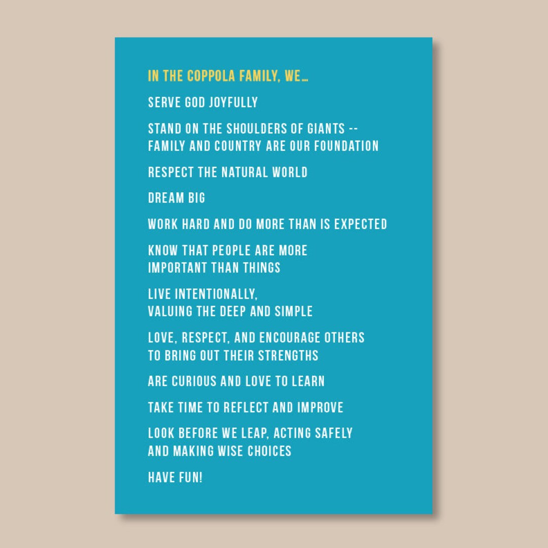 Personalized Family Rules Wall Art Family Mission Statement Etsy