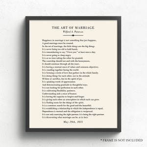 Art of Marriage Poem, Anniversary Gift for Wife, Marriage Gift, Marriage Quotes, Paper Anniversary, Wedding Gift for Couple, Wedding Poem