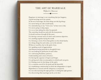 The Art of Marriage Poem Print, Marriage Quote, Marriage Gift, Anniversary Print, Wedding Gift for Couple, Bedroom Decor, Wedding Poem