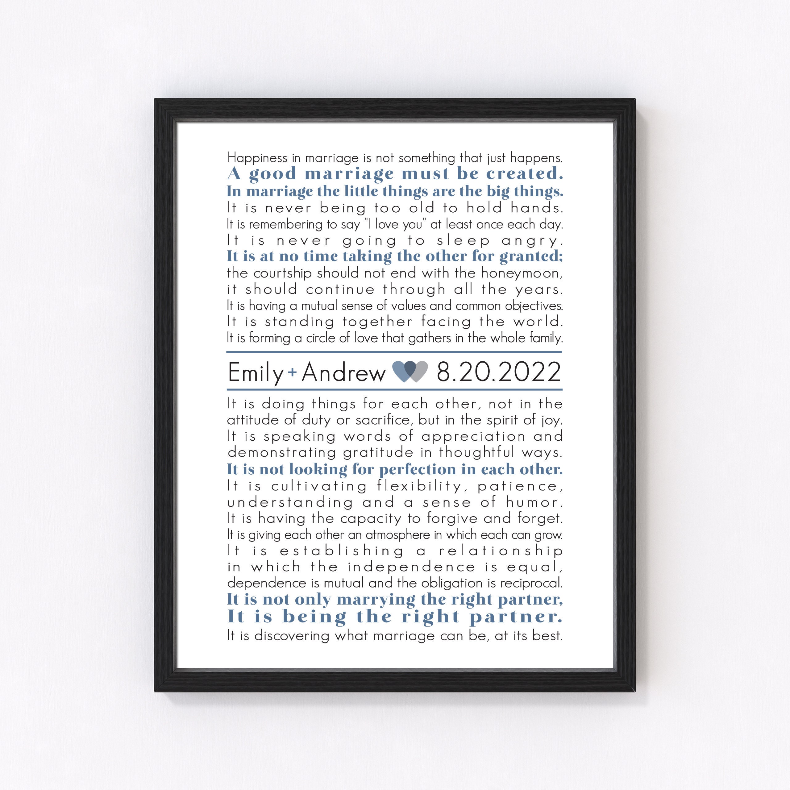 The Art of Marriage Poem, Personalized Wedding Gift, Valentines Day Gift, Marriage Gift, Marriage Quotes, Marriage Blessing, Love Poem