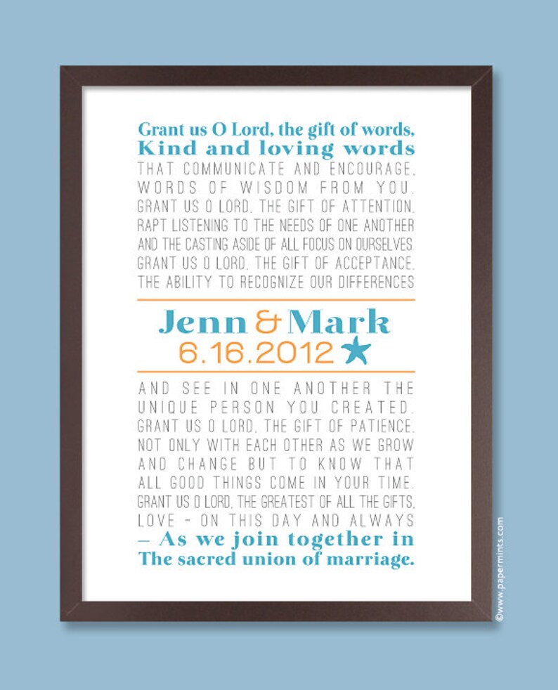 Nautical Wedding Print Personalized Beach Wedding Starfish Etsy