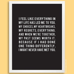 Love Quote Print, Gift for girlfriend, Gift for boyfriend, Long Distance Relationship Gift