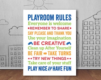 Playroom Rules Art, Playroom Decor, Childs Room Decor, Art for Playroom