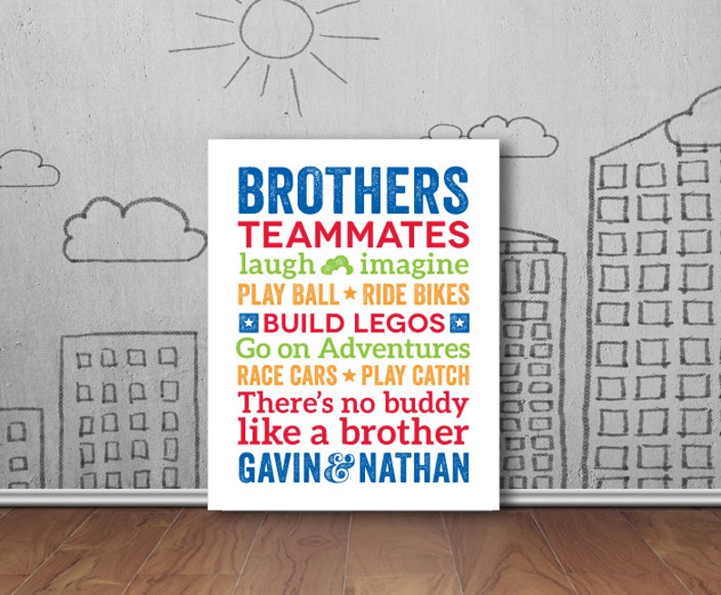 Brothers Wall Art Poster Boys Room Decor Brother Wall Art Etsy