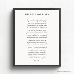 The Road Not Taken Poem, Robert Frost Poem, Motivationszitat, Poesie Art Print, Literatur Print, Literary Gifts, Graduation Gift, Dorm