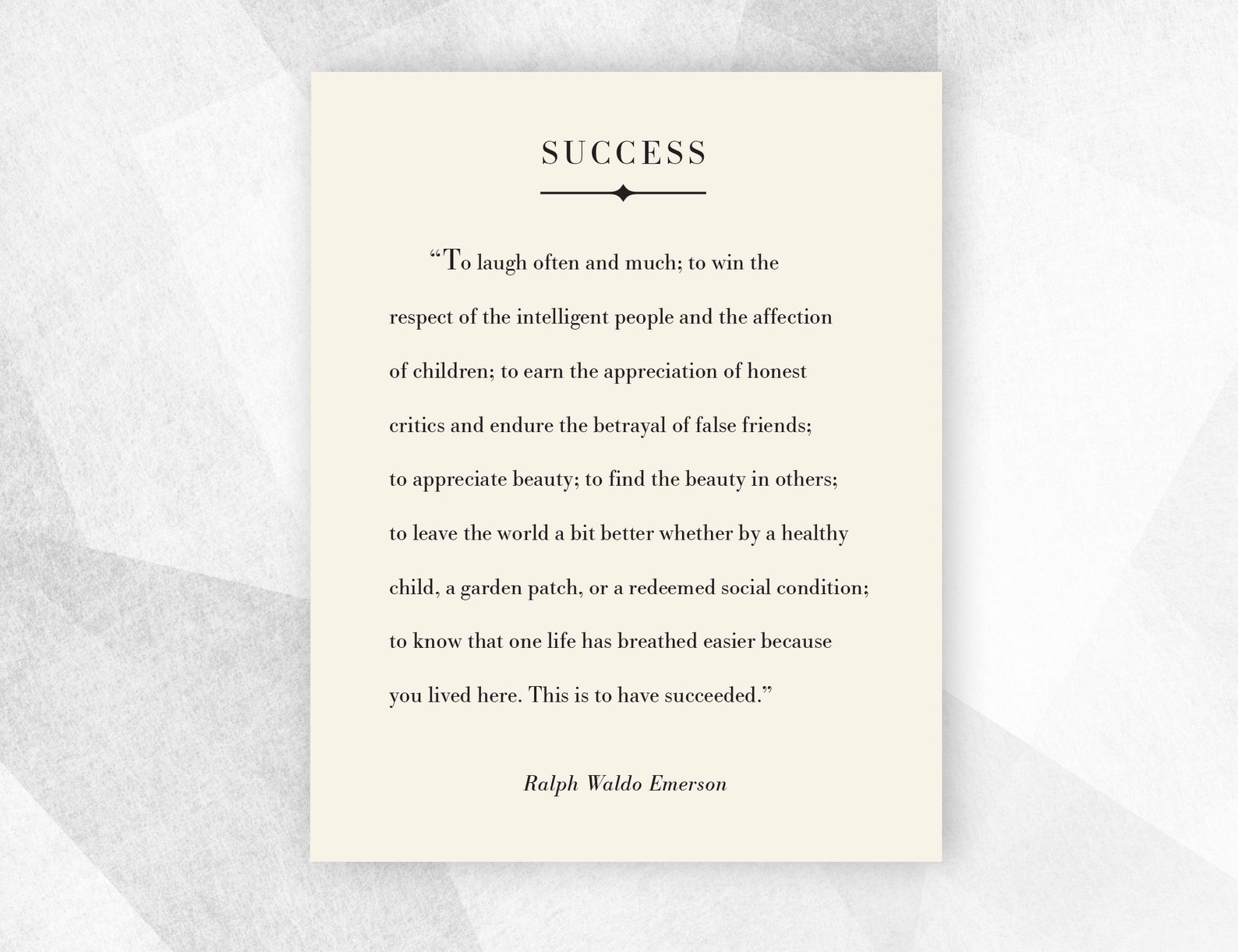 Ralph Waldo Emerson Poem, Success Quote, Inspirational Quote Wall Art ...