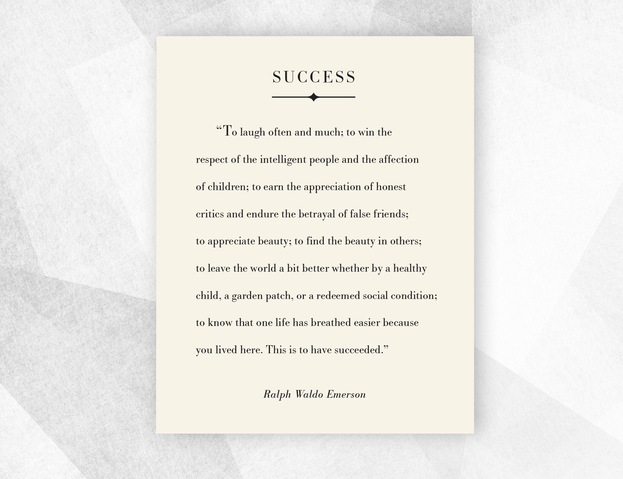 Ralph Waldo Emerson Poem, Success Quote, Inspirational Quote Wall Art ...