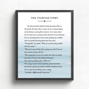 Starfish Story, Make a difference, Inspirational Quote, Motivational Quote, Inspirational Quote Print, Teacher Appreciation Gift for Teacher