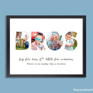 Personalized Brother Photo Print BROS, Big Brother Little Brother Wall Art, Brother Quote, Boy Room Decor, UNFRAMED