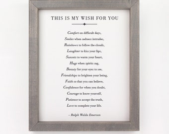This Is My Wish For You, Ralph Waldo Emerson Quote Print, Inspirational Quote, Valentines Gift, Birthday Gift, Graduation Gift, Home Decor