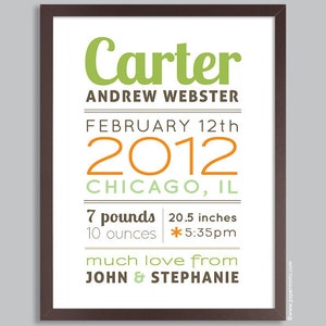 Birth Announcement Wall Art Print, Baby Boy Gift, Birth Stats, Baby Boy Nursery, Baby Decor, navy image 2