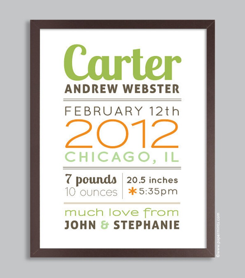 Birth Announcement Wall Art Print, Baby Boy Gift, Birth Stats, Baby Boy Nursery, Baby Decor, navy image 2