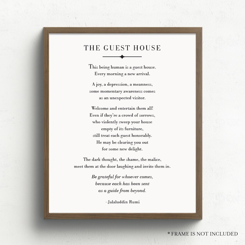 The Guest House Poem Rumi Poem Inspirational Quote Rumi Etsy