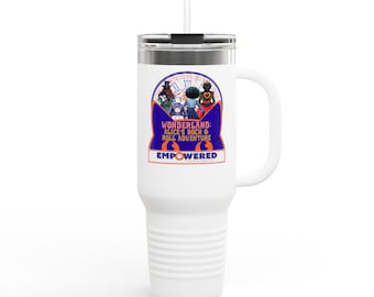 Wonderland Alice Rock and Roll Adventure Empowered Travel Mug  40oz Insulated Tumbler
