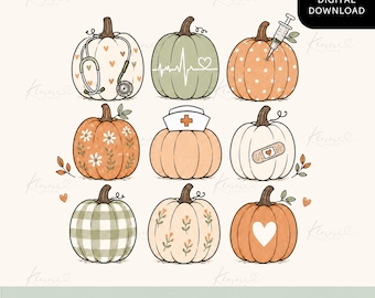 Pumpkin Nurse Fall PNG, Medical Pumpkin Sublimation Design, Nursing Student Digital Download