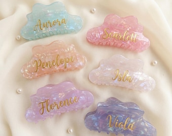 Personalized Name Hair Claw Clip, Irregular Wave Acetate UV Accessory