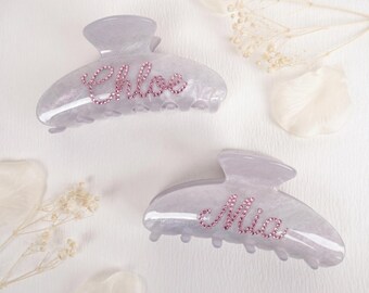 Custom Rhinestone Name Hair Claw for Teen Girls and Women, Personalized Acetate Hair Clip, Cute Birthday Gift for Her and Stylish Friends