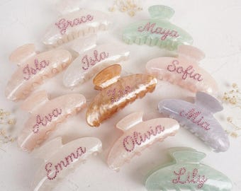 Custom Name Acetate Hair Claw Clip, Personalized Rhinestone Hair Accessory, Christmas Gift for Her, Best Friend Birthday Gift Idea