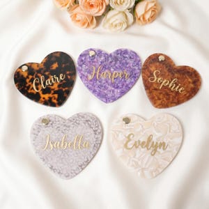 Benutzerdefinierte Name Herz Haarkralle Personalisierte Acetat Haarspange Muschel Schildkröte Haar Kiefer Clip Brautjungfer Geschenk Französisch Haar Accessoire für Sie