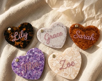Custom Name Heart Hair Claw Clip Acetate Hair Clips Personalized Rhinestone Sparkle Hair Accessory Large Heart Shell Hair Jaw for Her