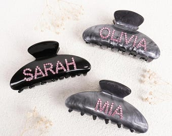 Personalized Rhinestone Name Hair Claw Clip, Custom Gift for Her, Bridesmaid Gift, Birthday Gift, Anniversary Hair Accessory for Women