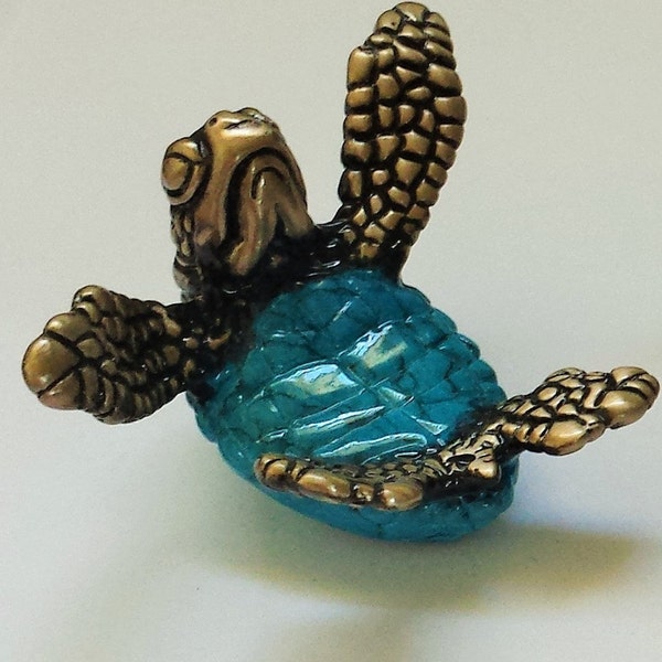 SNUGGLE, baby sea turtle, limited edition bronze sculpture