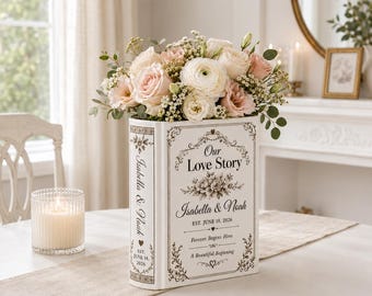 Personalisierte Hochzeitsvase, Büchervase Keramik, Hochzeitsgeschenk Dekor, Romantische Buch Blumenvase, Love Story Buch Dekor