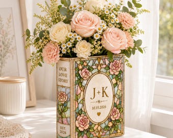 Personalisierte Hochzeitsvase, benutzerdefinierte Paar Name Vase, Monogramm Blumenvase Geschenk, Jubiläumsgeschenk für Paar, Verlobungsgeschenk