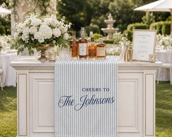 Personalized Linen Wedding Bar Sign, Custom Fabric Banner, Reception Drink Station Decoration, Linen Fabric Wedding Bar Banner