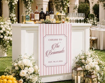 Custom Wedding Bar Sign, Fabric Bar Menu Sign, Wedding Welcome Banner, Personalized Drink Station Decor, Linen Reception Sign