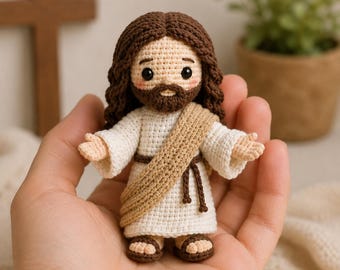 Jesus Häkelpuppe Amigurumi Handarbeit Christliches Geschenk, Jesus Plüschtier, Religiöse Häkelfigur, Taufe Ostergeschenk