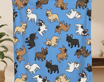 Cute French Bulldog Throw, French Bulldog Blanket, Frenchie Plush Throw, French Lover Gift, French Bulldog Mom