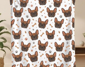 Brindle French Bulldog Blanket, Frenchie Velveteen Blanket, Frenchie Lover Gift, Brindle French Owner Gift, Brindle Frenchie Mom