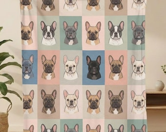 French Bulldog Velveteen Blanket, Frenchie Bulldog Throw, Frenchie Lover Gift, Cute Frenchie Decor, French Bulldog Mom