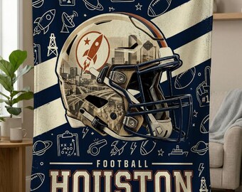 Houston Football Blanket, Houston Cougars Throw, Football Fan Gifts, NFL Team Gift