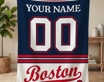 Personalized Boston Baseball Blanket, Boston Red Sox Throw, Baseball Fan Gifts, MLB Team Gift, Custom Baseball Gift