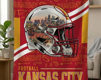 Kansas City Football Blanket, Kansas Chiefs Throw, Football Fan Gifts, NFL Team Decor