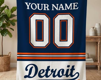 Personalized Detroit Baseball Blanket, Detroit Tigers Throw, Baseball Fan Gifts, MLB Team Gift, Custom Baseball Gift