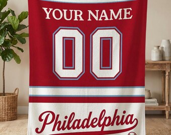 Personalized Philadelphia Baseball Blanket, Philadelphia Phillies Throw, Baseball Fan Gifts, MLB Team Gift, Custom Baseball Gift