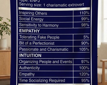 ENFJ Personality Facts Blanket, ENFJ Gift, MBTI Personality Type Throw, Myers Briggs Gift, Extrovert Gifts