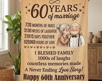 Custom Anniversary Blanket, 60th Anniversary Blanket, Valentines Day Gift, 60th Wedding Anniversary Gifts, Personalized Anniversary