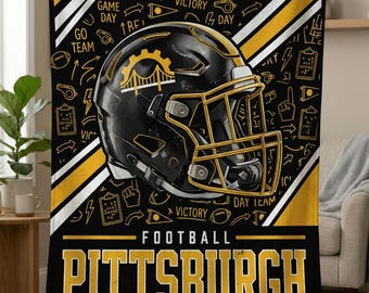 Pittsburgh Football Blanket, Pittsburgh Panthers Throw, Football Fan Gifts, NFL Team Decor