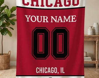 Personalized Chicago Basketball Blanket, Chicago Bulls Throw, Custom Basketball Gift, NBA Team Gift, Basketball Fan Gifts