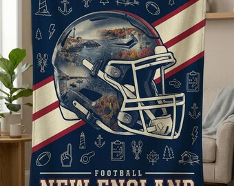 New England Football Blanket, New England Patriots Throw, Football Fan Gifts, NFL Team Gift, Patrion Gifts
