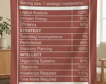 INTJ Personality Facts Blanket, MBTI Personality Type Throw, Myers Briggs Gift, Introvert Gift, Psychology Gifts