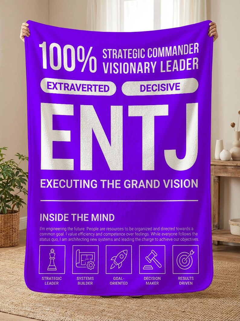 Entj Text ENTJ Personality Blanket, MBTI Personality Throw, Extrovert Birthday ...